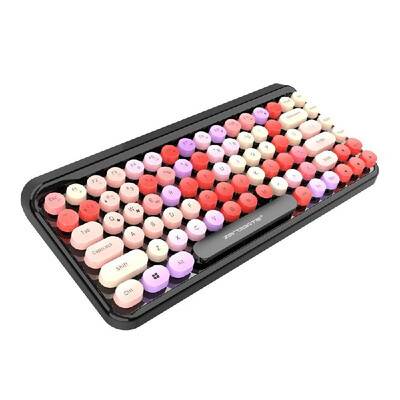 

LD-KB203 Wireless BT Punk Keyboard 84 Keys Round Key Cap Mute Color Keyboard for iOSMac OSWindowsAndroid Multicolor