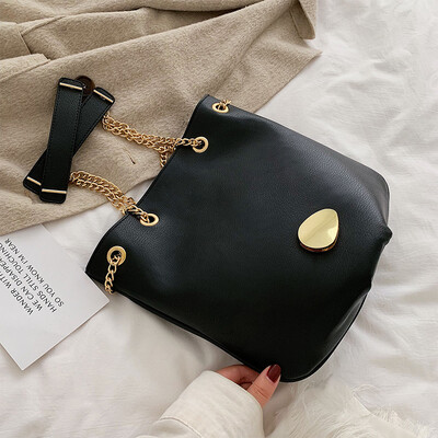 

Korean version 100 lap chain bag ins network celebrity advanced foreign gas bag new 2019 simple bucket bag oblique satchel bag