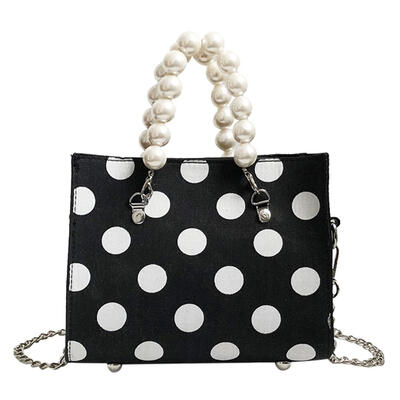 

Pearls Top-Handle Bags Women Leather Dots Messenger Shoulder Chain Handbags