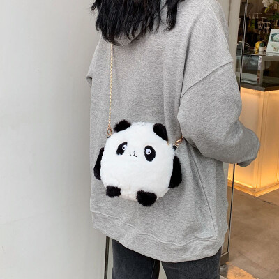 

Cartoon plush small bag female bag new 2019 cute panda fur ins super fire chain shoulder Messenger bag