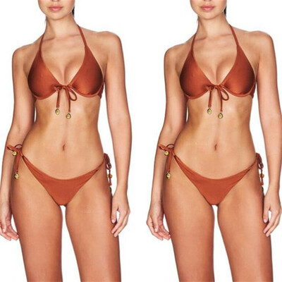 

Roseonmyhand Women Sexy Solid Push-Up Padded Bra Beach Halter Bikini Set Bandage Swimwear