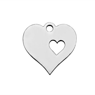 

304 Stainless Steel Charms Heart Stainless Steel Color 125x125x12mm Hole 1mm