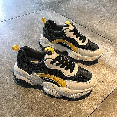 

Sports Shoes Women Summer Breathable Korean Version Fashion Colourless Smart Running Shoes Lace Thick-soled Daddy Shoes