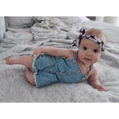 

Newborn Kid Baby Girls Denim Romper Bodysuit Jumpsuit Pants Outfits