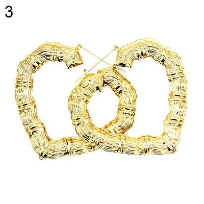 

Fashion Women Bamboo Joints Triangle Heart Earrings Party Statement Jewelry Gift