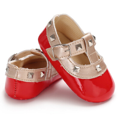 

Fashion Autumn Winter Stitching Rivet Princess shoes Cute Baby Girl Soft Soled PU Shoes Infant Walking Dress Cradle Shoe