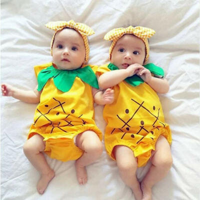 

New Infant Newborn Baby Girl Romper Jumpsuit Bodysuit Clothes Headband Outfits