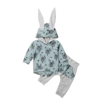 

Newborn Baby Girl Rabbit Hooded Top T-shirt SweatshirtPants Clothes Outfit Set