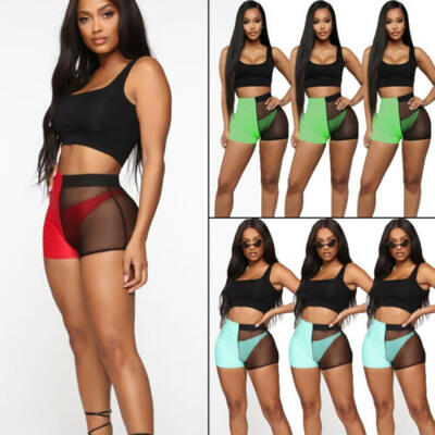 

Summer Women Mesh Sheer MiniPant Trousers Bikini Cover Up Beach Clubwear Bathing