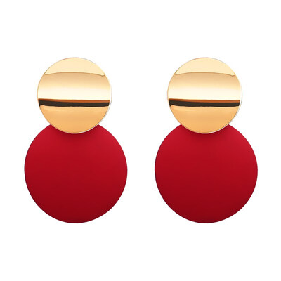 

Handmade Fashion Simple Circle Round Drop Earrings Geometric Metal Statement Earrings Popular Girls Gift Valentines Day gift