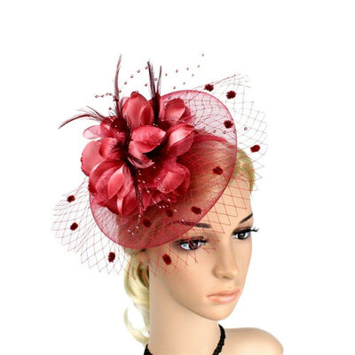 

Lady Flower Mesh Fascinator Feather Headband Party Headwear Cocktail Headpiece