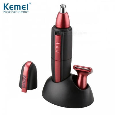 

KEMEI KM-600 2-in-1 Electric Nose Ear Trimmer Waterproof Silent Nose Hair Shaver Cutter Clipper Trimmer Random Color
