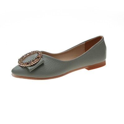 

Summer single-shoe women flat-bottomed light-mouthed granny shoes soft-soled fashion belt buckle late night bean shoes