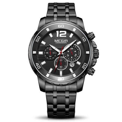 

MEGIR 2068 Chronograph Quartz Watch Sports Business Wristwatch With Stainless Steel Strap For Men