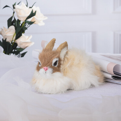 

Toponeto Simulation Mini Rabbit Animal Model Figure Hare Figurine Home Decor Miniature