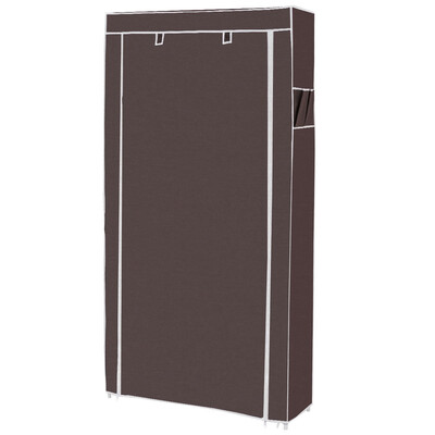 

10 Tier 27 Pair Space Saving Shoe Tower Rack with Fabric Cover-Brown