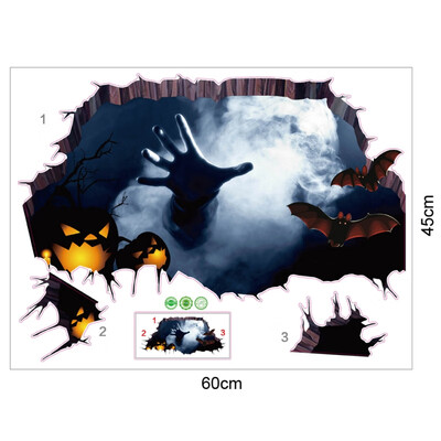 

2017 New Design Home Decor Halloween Horror Scary Wall Stickers Environmentally Friendly Halloween Party Wall Stickers