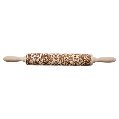 

Toponeto Christmas Rolling Pin Engraved Carved Wood Embossed Rolling Pin Kitchen Tool