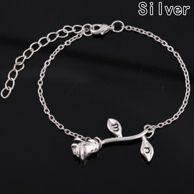 

Fashion Simple Rose Flower Hand Cord Bracelet Unisex Pair Hand Chain Jewelry Hot Gift