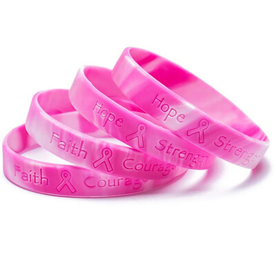 

1Pc Breast Cancer Awareness Bracelets Pink Ribbon Silicone Bracelets For Unisex Women Men