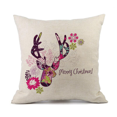 

Nordic Style Cushion Cover Pillowcase Christmas Deer Pattern Cotton Linen Pillow Cover