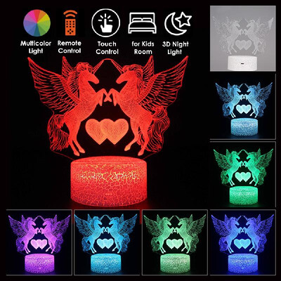 

Unicorn & Heart-shaped 3D LED Night Light Touch Control Decorative LED Bedside Light Table Lamp Remote Control Dimmable Night Ligh