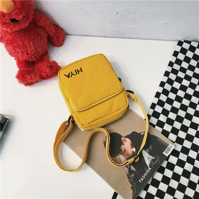 

Small bag canvas bag woman single shoulder oblique satchel college student chic Korean version of ancient writing girl ins departm