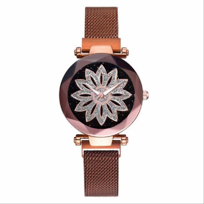 

Fashionanle Stylish Casual Flower Starry Dial Face Women Watch Wristwatch with Magnet Strap Band