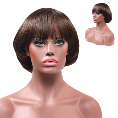 

〖Follure〗Fashion Synthetic Mushroom Head BOB Brown Black Hair Wig Natural Hair Wigs