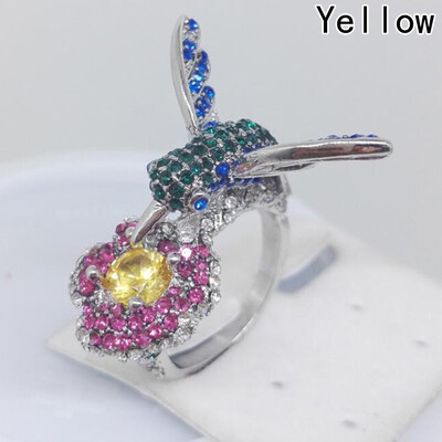 

Fashion Hummingbird Hovering Flower Ring Fashion Weddings Rings Jewelry For Women Souvenirs