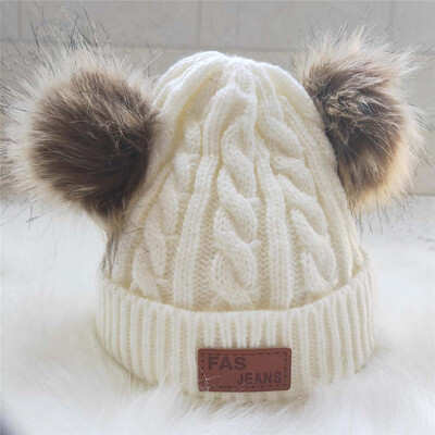 

Fashion Pompon Winter Caps Lovely Warm Knit Cap Baby Hat Boys Girls Pom Poms Hat