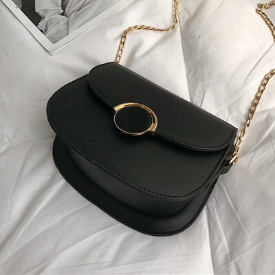 

Women 2019 new summer small fresh Korean version of the round buckle bag semicircular saddle bag one shoulder bag slanted