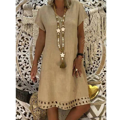 

Womens Summer Pullover Short Sleeve Baggy T-Shirt Dress Tops Sundress Plus Size