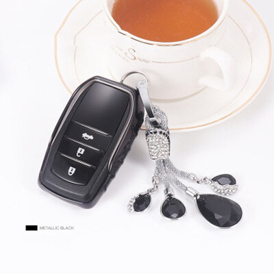 

Car Styling Soft TPU Car Key Case For Toyota Camry Highlander Prado Corolla RAV4 Car Key Cover Shell Car Crystal Keychain