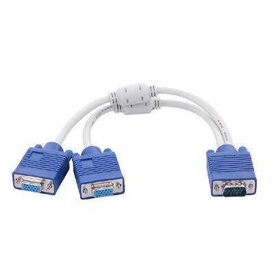 

VGA Cable 1 Male to 2 Female VGA Adapter Cable for DesktopLaptopProjectorSTB with Dual Magnetic Ring