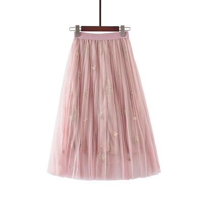 

Roseonmyhand Womens High Waist Pleated Skirt Sparkle Lady Tulle Skirt