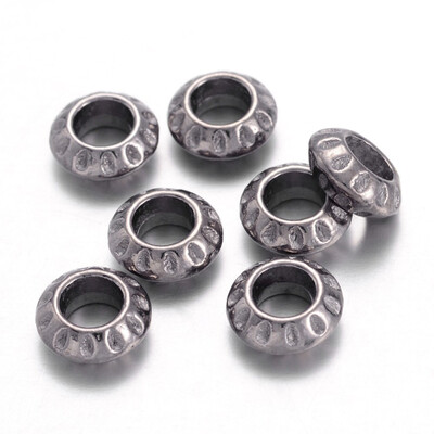 

Tibetan Silver European Beads Large Hole Beads Rondelle Gunmetal Lead Free & Cadmium Free & Nickel Free 10x4mm Hole 5mm