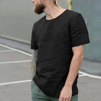 

Toponeto Mens Baggy Cotton Linen Solid Short Sleeve O-Neck Retro T Shirts Tops Blouse