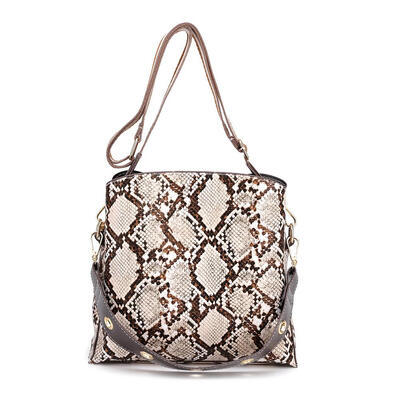 

Snake Print Shoulder Bucket Messenger Handbags Women Leather Crossbody Bags
