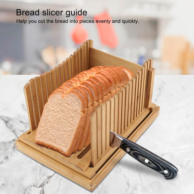 

Foldable Bamboo Bread Slicer Guide with Crumb Catching Tray Bread Slicer Guide with Crumb Catching Tray