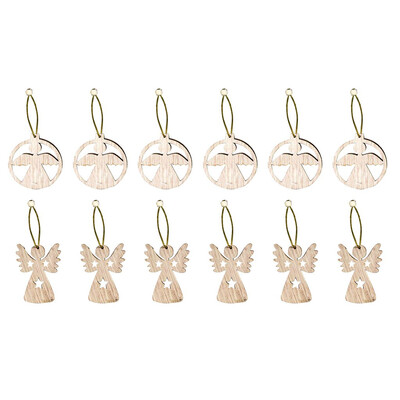 

Gobestart Christmas Snowflakes Wooden Pendants Christmas Tree Ornaments Home Decor 12Pcs