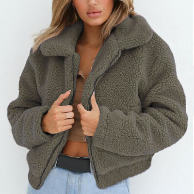 

Women Winter Warm Teddy Bear Fluffy Coat Fleece Fur Jacket Zip Up Outerwear Tops