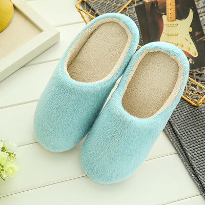 

New Pure Color Soft Plain Slippers Wood Floor Non-slip Silent Mute Cotton Slippers Unisex Type