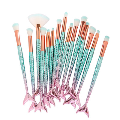 

〖Follure〗New Arrival 15Pc Mermaid Foundation Eyeshadow Contour Eye Lip Makeup Brushes Set