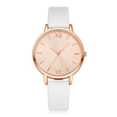 

Fashion Womens Watch Rose Gold Dial Leather Strap Wristwatch Ladies Watches Simple Casual Quartz Clock Relogio Feminino