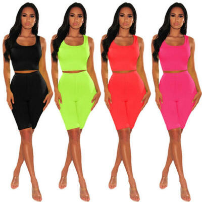 

US 2Pcs Womens Sports Yoga Workout Tank Top Pants Outfit Suit Tracksuit Jumpsuit