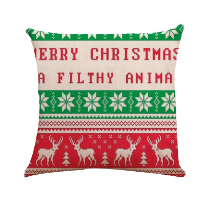 

Tailored Xmas Cotton Pillow Case Linen Cushion Cover Merry Christmas Home Decoration