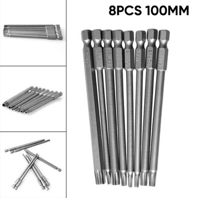 

8PcsSet Torx Screwdriver Bits Set Hex Security Magnetic Head 100MM Extra Long