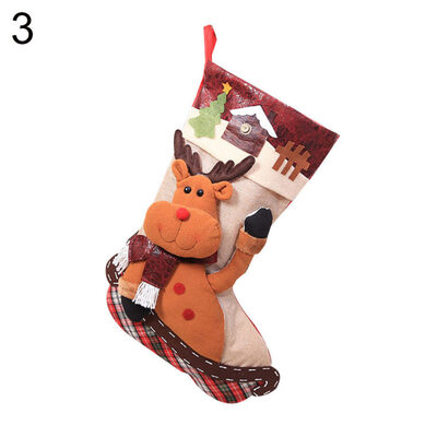 

Christmas Santa Claus Elk Candy Gift Holder Stocking Socks Bag Home Party Decor