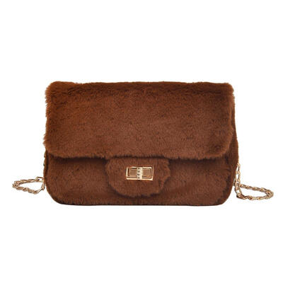 

Fashion Women Plush Shoulder Bags Solid Color Chain Casual Crossbody Bag